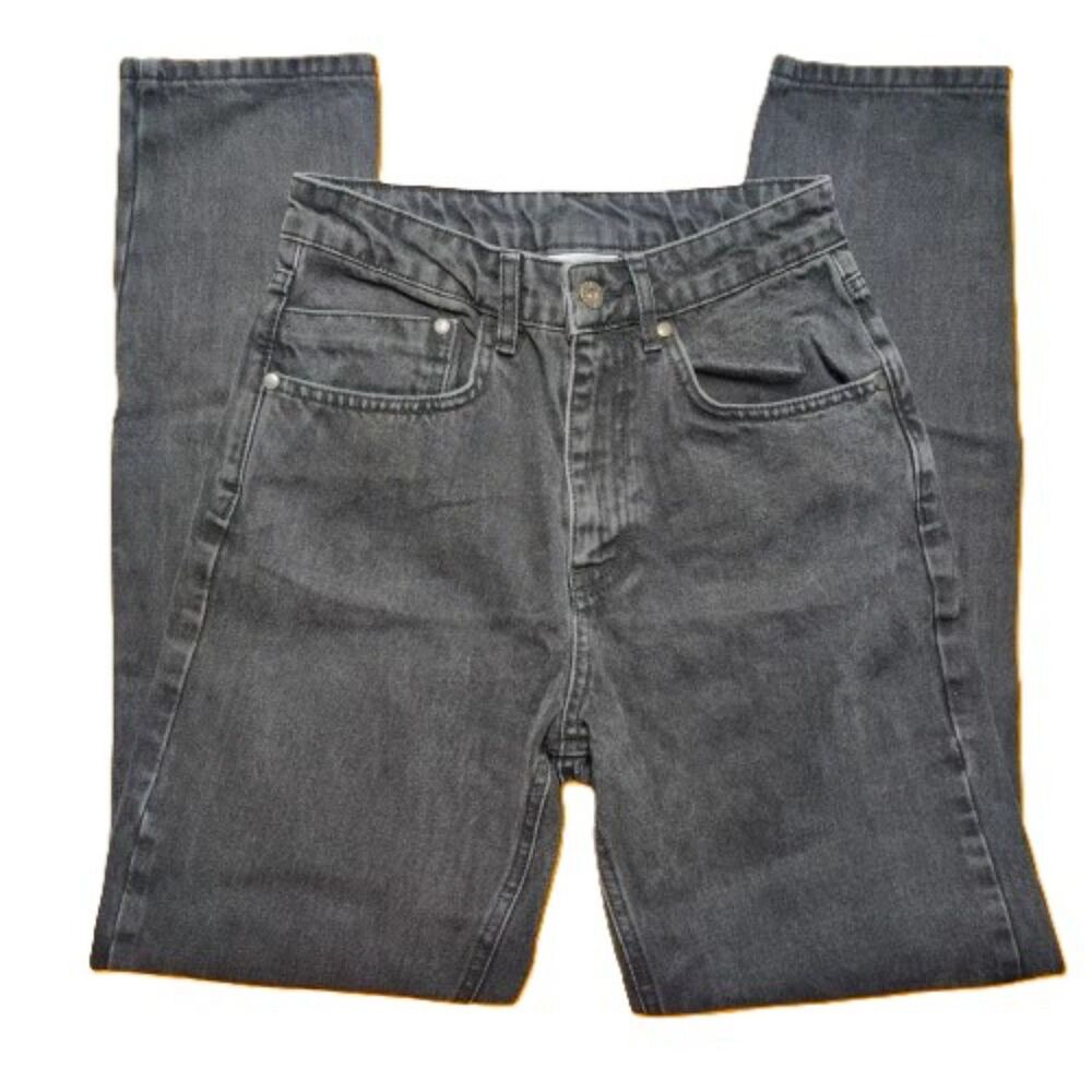 Ragged Jeans Women’s Black Gray Wash Zip Fly Straight Leg Jeans Size 26